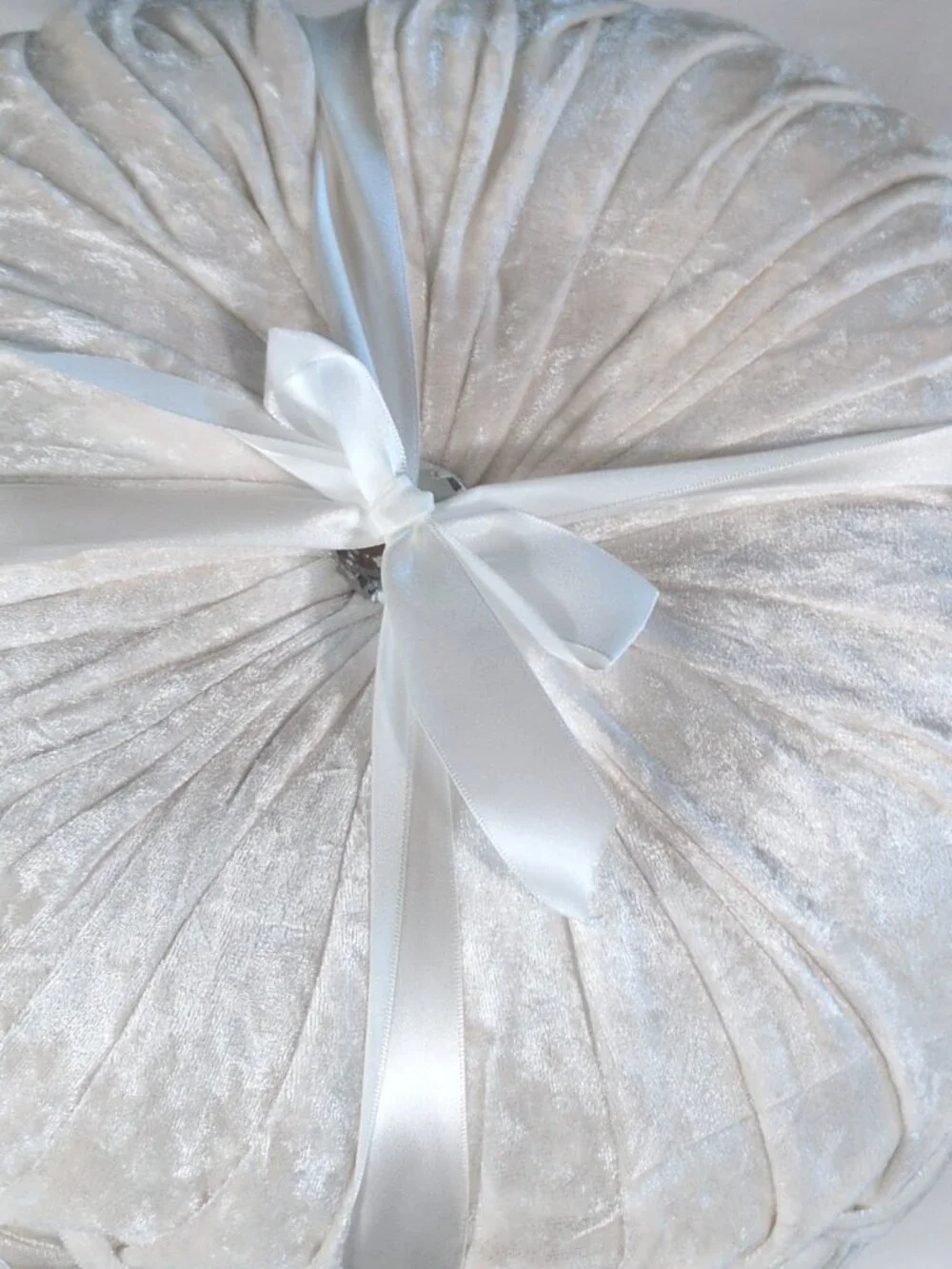 Casa Zeta-Jones 14in Round Silver Velvet Decorative Pillows Textured Set of 2